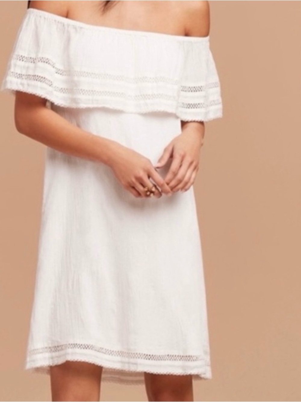Aritzia Wilfred Emmie White off shoulder Sundress